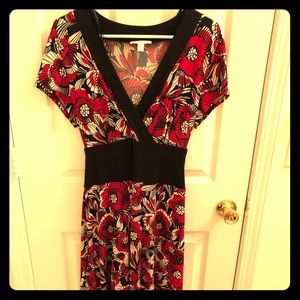 Red and Black Polyester and Spandex Dress